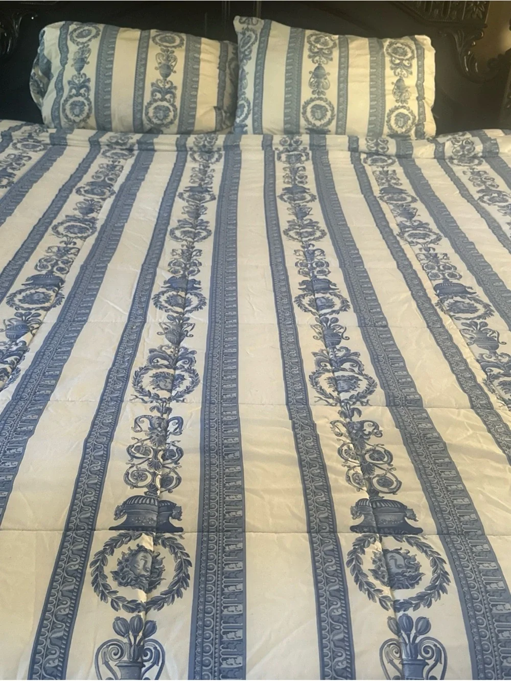 Vintage Gianni Versace Blue Medusa Baroque King Comforter Set